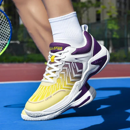 High-quality Badminton Trainers for Men and Women Blue Athletic Shoes with Anti-Slip Sole for Indoor and Outdoor Sports.