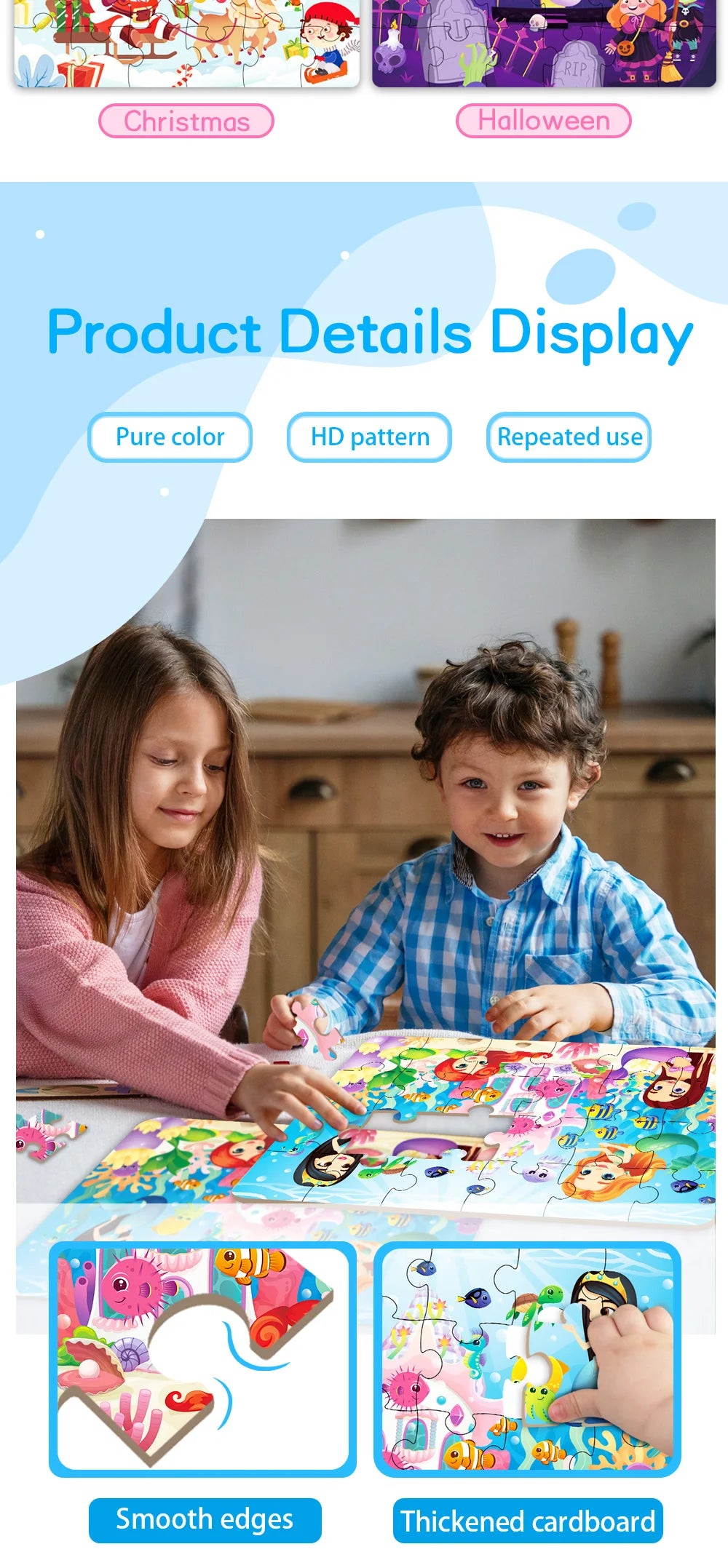 Kids Cartoon Animal Jigsaw Puzzles Montessori Educational Toys Parent-Child Theme Game Paper Educational Gift for Children.