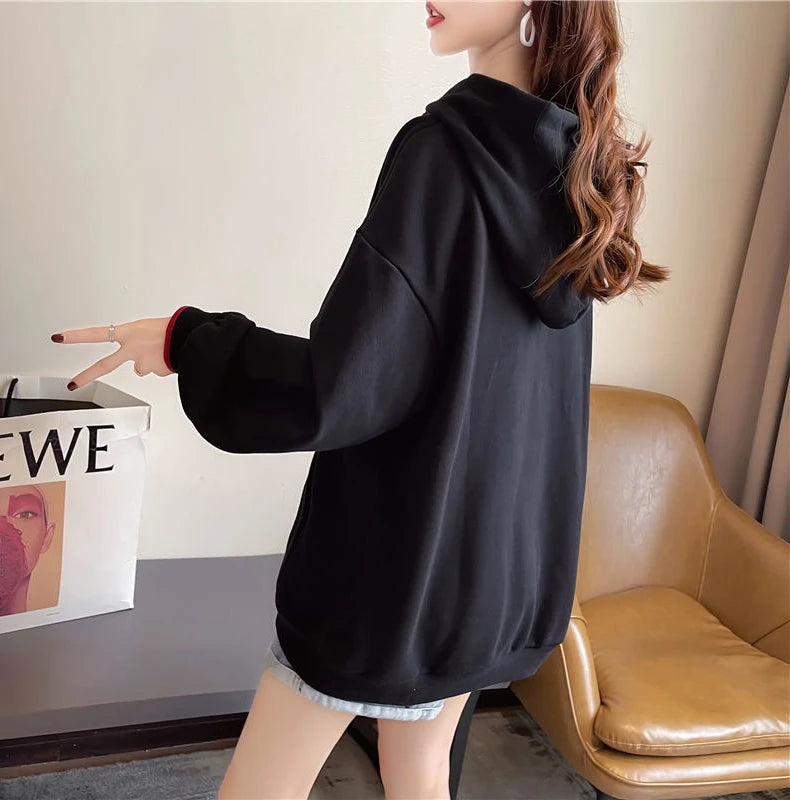 Embroidered Hoodies Sweatshirt for Women Chinese Style Cheap on Promotion Y 2k Vintage Coat Spring and Autumn Woman Hooded Tops.