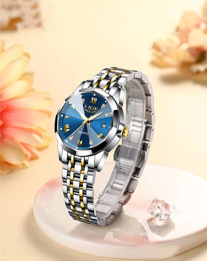 LIGE Elegant Ultrathin Nordic Simple Style Quartz Movement Women's Wristwatch Fashion Stainless Steel Bracelet Belt Woman Watch.