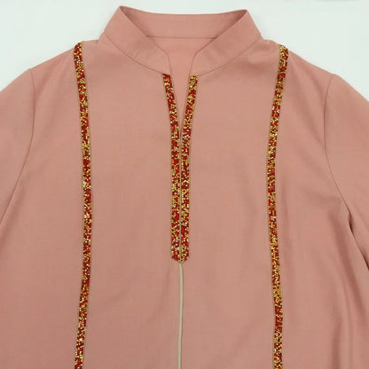 Ramadan Abaya Femme Musulmane marok kanis chen Kaftan für Frau Mode feste Diamanten voller Ärmel lose türkische Dubai Robe