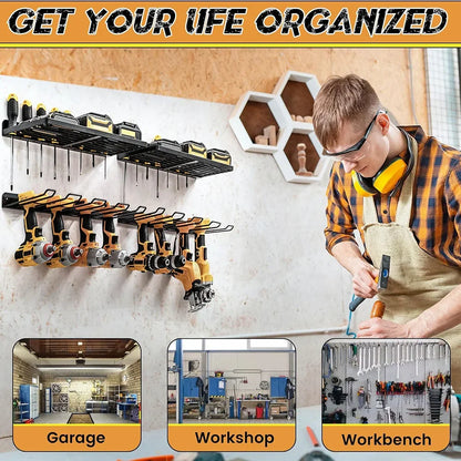 Elektrowerkzeug-Wandhalterung, robustes Stecktafel-Wandaufbewahrungswerkzeug-Set, Bohrer, Schraubendreher, Aufbewahrungsregal für Werkstatt/Garage