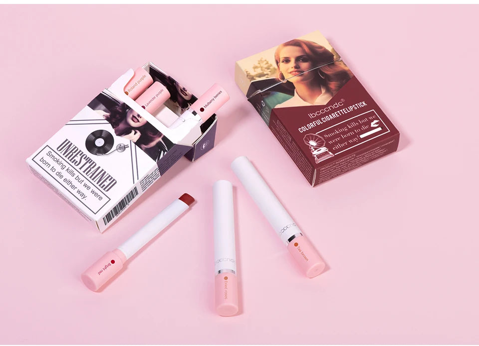 4 pcs/set Cigarette Lipstick Set Long Lasting Lip Glaze Matte Lip Gloss Waterproof Lip Stick Tube Nude Lip Tint Makeup Cosmetics