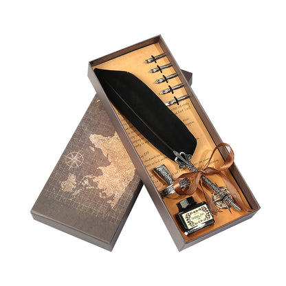 Retro Vintage Kalligraphie Feder Dip Stift Brunnen Stifte Schreiben Tinte Set Kreative Schreibwaren Quill Stift Kunst Liefert Handwerk Geschenke