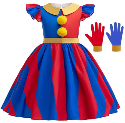 Mädchen Anime Cartoon Pomni Raghata Jax Caine Cosplay Kostüm erstaunliche digitale Zirkus Cosplay Clown Kind Overall Jungen Halloween Anzug.