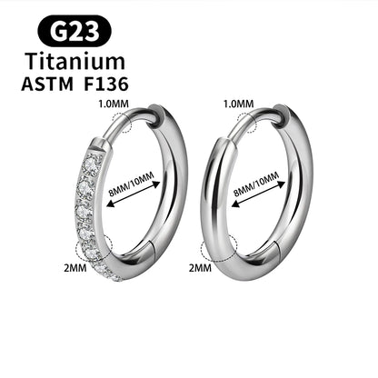 2/20PCS G23 Titanium Earring Hoop CZ Hinged Segment Round Nose Ring for Women Ear Tragus Cartilage Helix Daith Piercing Jewelry.