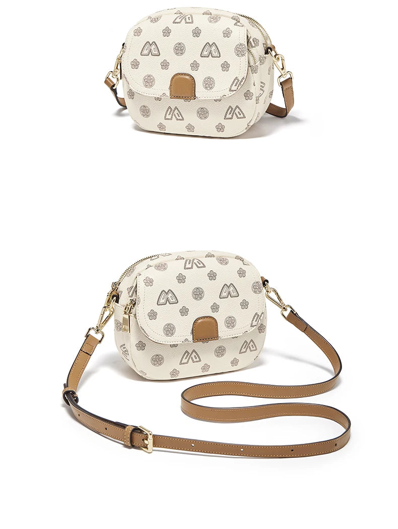 FOXER Women Small Shoulder Bag Fashion Monogram PVC Lady Crossbody Handbag with Adjustable Strap