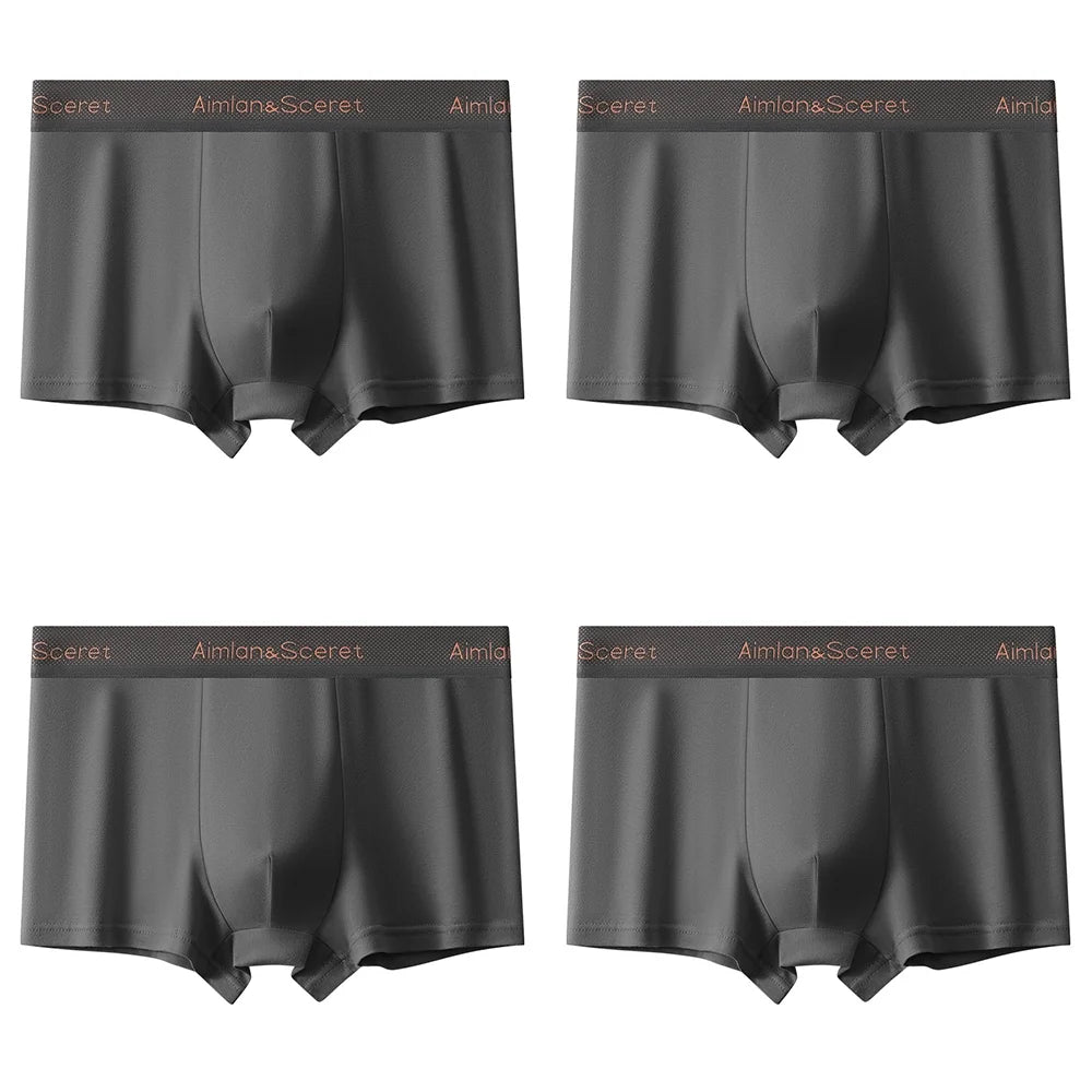 4Pcs Männer Unterwäsche Sportliche Boxer Plus Größe Jugend Boxer Shorts Bequeme Atmungsaktive Flache Hosen männer Quadratische Höschen Slip geschenk