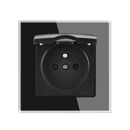 SRAN Französische USB-Wandsteckdose 5 V 2,1 A, Kristall-Hartglasscheibe 16 A 220 V 82 x 82 mm Steckdose Frankreich-Standard mit Abdeckung.