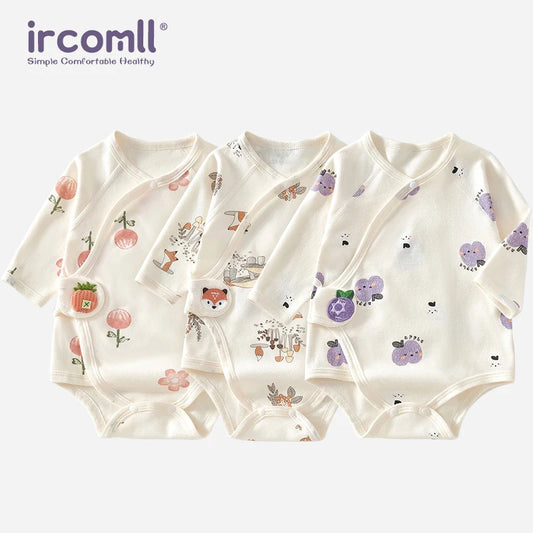 Ircomll 2-teiliger Frühlings- und Herbst-Body für Neugeborene, Baumwolle, langärmelig, Kleidung, Säuglingskleidung, Pyjama, Overalls für Mädchen und Jungen, 0–6 Monate