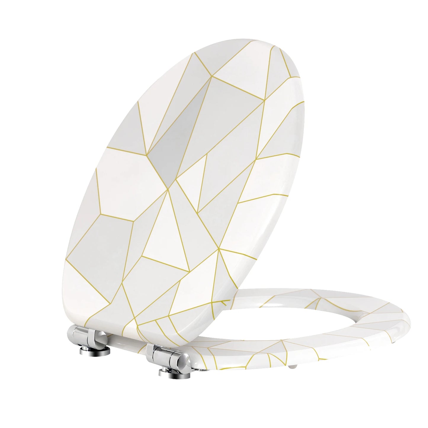 O-förmiger Toilettensitz, verstellbare Scharniere, Toilettendeckel mit Motiv, Soft-Close-Mechanismus für Badezimmer