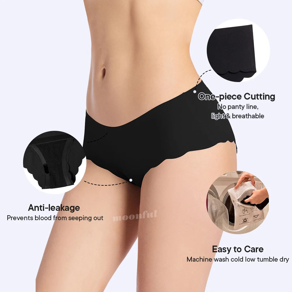 Seamless Period Underwear Menstrual Cycle Absorbent Underwear for Women Heavy Flow Leak Proof Menstrual Panties for Menstruation.