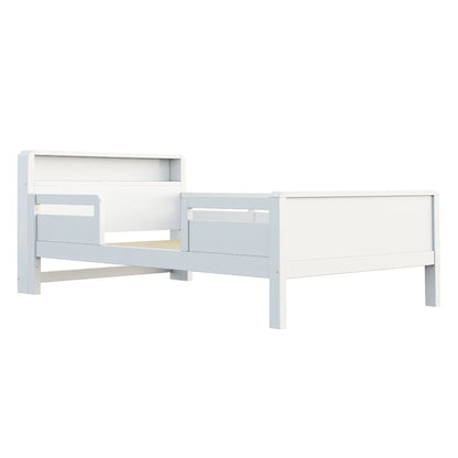 Multifunktions-Holzbett, USB- und Tape-C-Kombinationssteckdose, kleines LED-Licht, Kopfteil mit Einlagerfunktion, Einzelbett