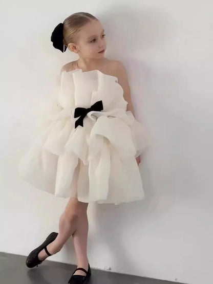 Blumenmädchenkleid für Mädchen, Prinzessinnenkleid zum ersten Geburtstag für Kinder, hochwertiges Host-Klavier-Performance-Kleid für Mädchen, stilvoll.