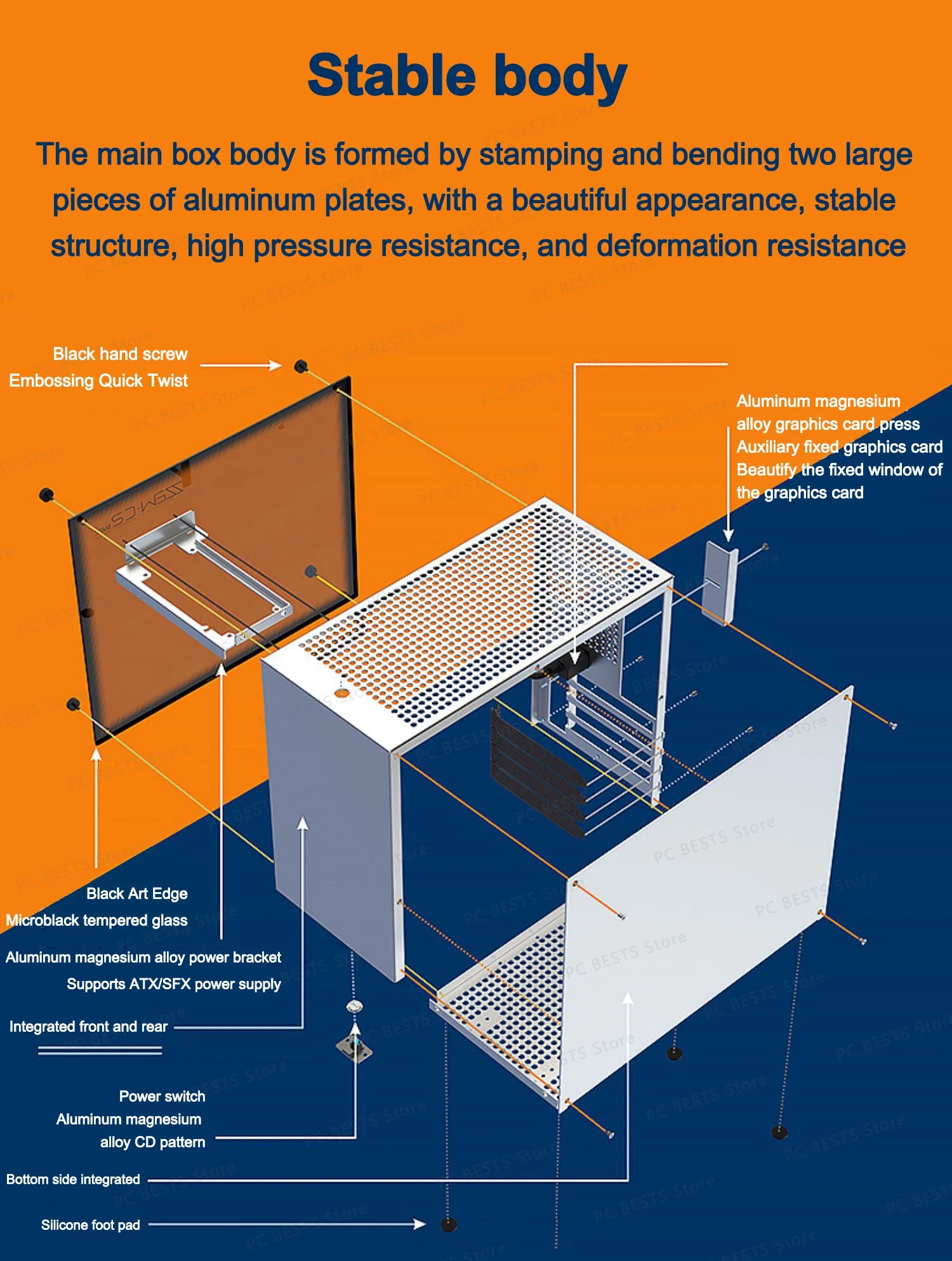 ZZAW C2 C2P M-ATX Computer Case Side Transparent MINI-ITX All Aluminum Desktop Office Small Chassis Supports Long Graphic Card.