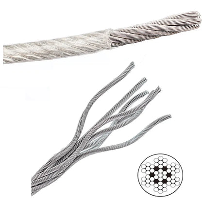 Diameter 0.8mm-8mm Length 2-100m Clothesline,PVC Transparent Plastic Coated No Burr 304 Stainless Steel Wire Rope Cable.