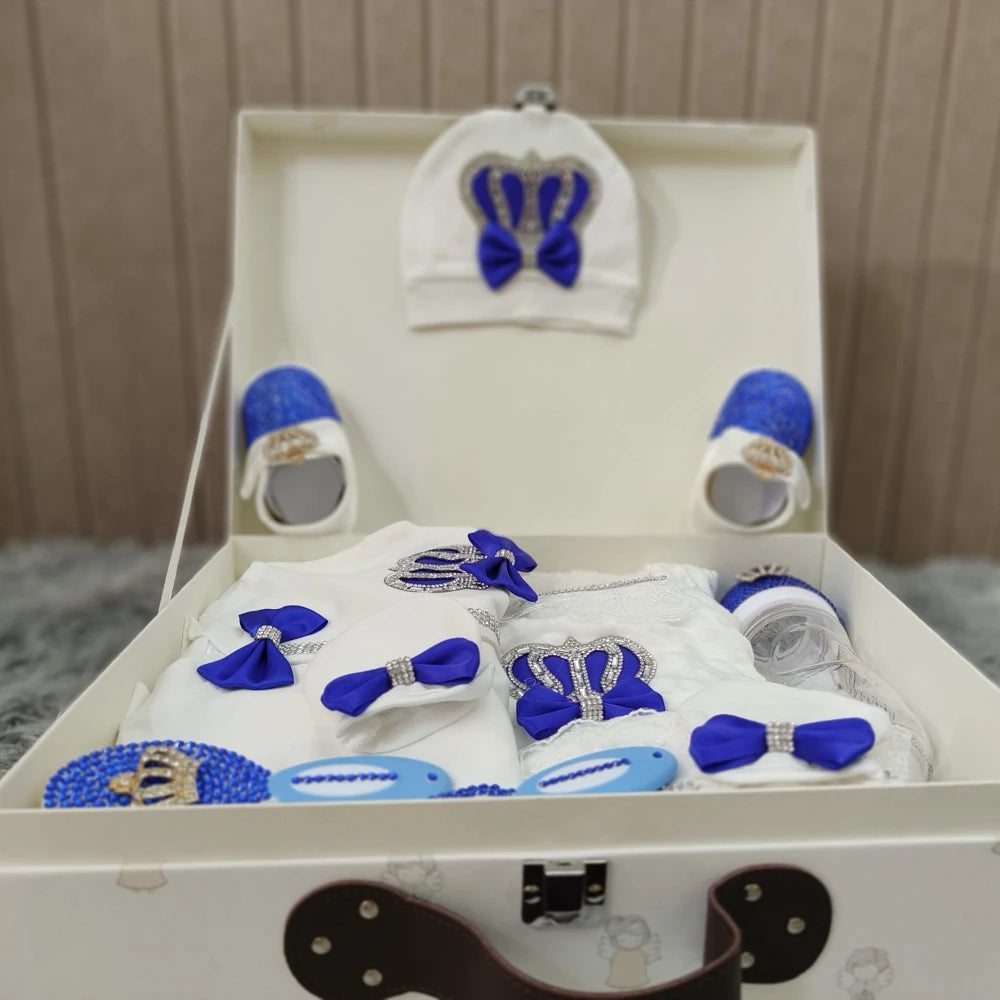 Dollbling 10pcs Welcome Home Precious Baby Boy Gift Set Gender Reveal Baby Essentials Bottles Receiving Blanket Swaddle Set.