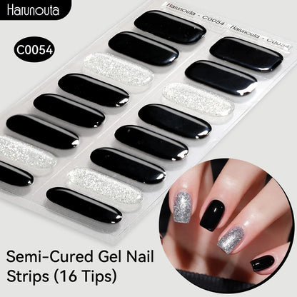 Harunouta Gradient Semi Cured Gel Nail Sticker Long-Lasting UV Nail Sticker UV/LED Extension Gel Nail Foil Gel Polish Full Cover.