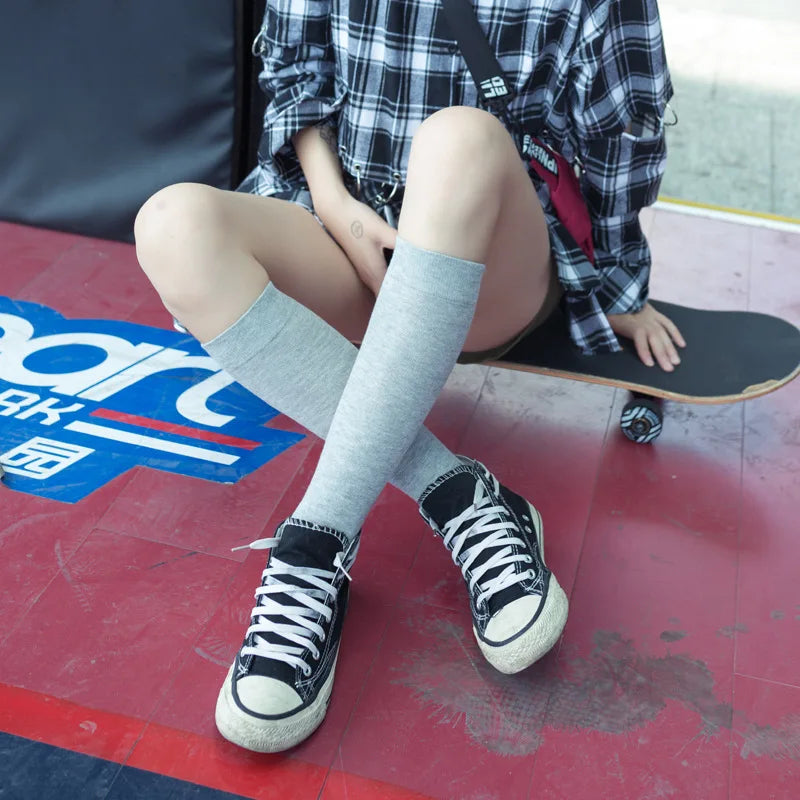 Cotton Spring Autumn Women Knee High Soild Color Socks Ladies Girl School Party Street Dancing Winter Knee Warm Sock For Women.