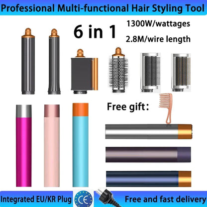 6IN1 Multi Hair Styler, 1300W High Power, Combines Drying, Straightening and Curling Functions, Suitable for Home and Salon Use