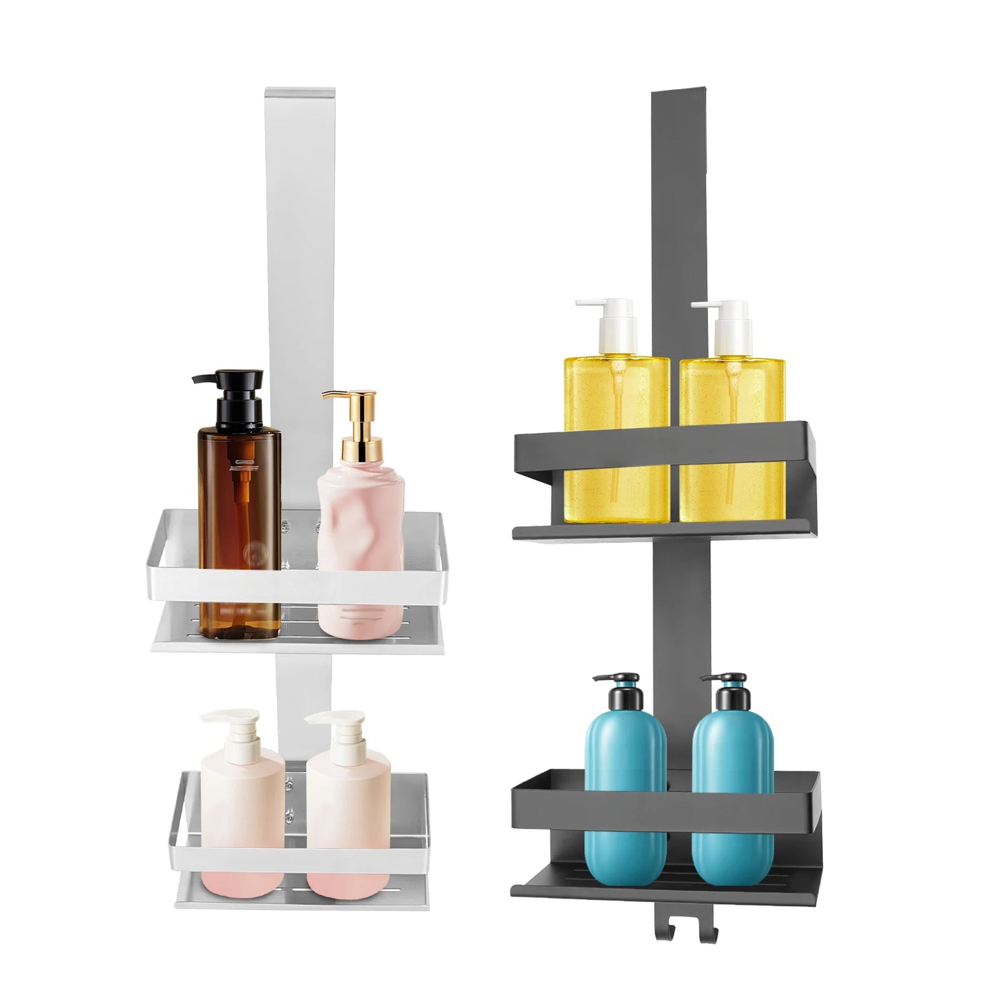 Schwarz/Silber 2-stufiges modernes weißes Badezimmerregal, Badezimmer-Organizer aus Edelstahl, geeignet für Badezimmer, Küche, Wohnzimmer