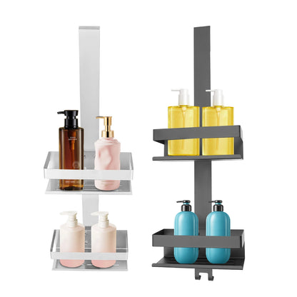 Schwarz/Silber 2-stufiges modernes weißes Badezimmerregal, Badezimmer-Organizer aus Edelstahl, geeignet für Badezimmer, Küche, Wohnzimmer