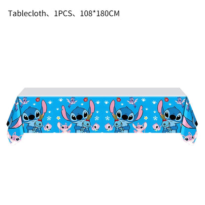 Stitch Party Supplies für Kinder Lilo und Stitch Geburtstag Party Dekorationen Luftballons Banner Tischdecke Hintergrund Geschirr