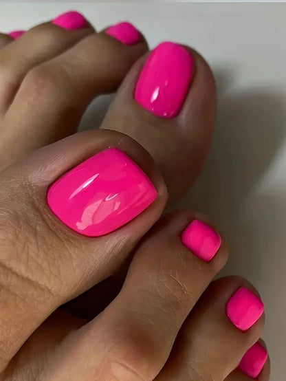 24 PCS Red/White/Black/Yellow/Wine Red Toenails Fake Toe Nails Natural  -Solid Color Square Press on Toenails Short.