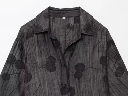 Women Print Long Pants Sets For Women Lapel Half Sleeve Single Breasted Shirts + High Waist Lace-Up Wide Leg Pants