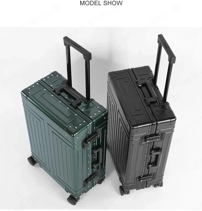 Trolley Box Rollgepäck Silber Koffer mit hoher Kapazität Koffer aus Aluminium-Magnesium-Legierung Universalrad.