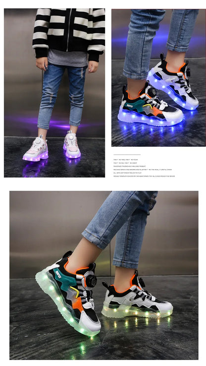 Children Fashion Kids Led Shoes for Girls Usb Charging Sneakers Outdoor Sport Footwear Boys Luminous Shoes 2023 Glowing Sneakers