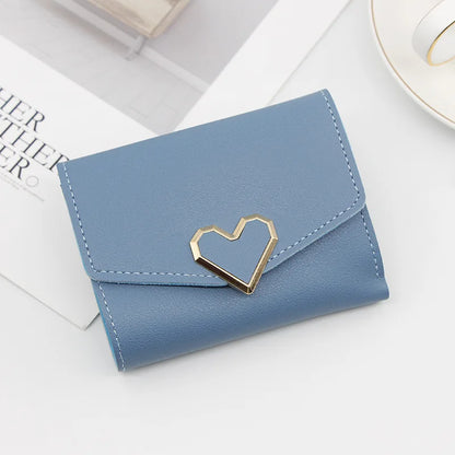 Korean version women wallet short heart-shaped three fold women's wallet multi card slot card bag zero wallet  purses for women