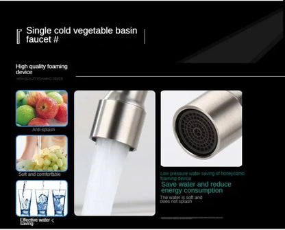 Kitchen Faucet Stainless Steel Wall mounted Single Cold Water Faucet Lower Curve Faucet Wall Sink Water Tap Premium Quality