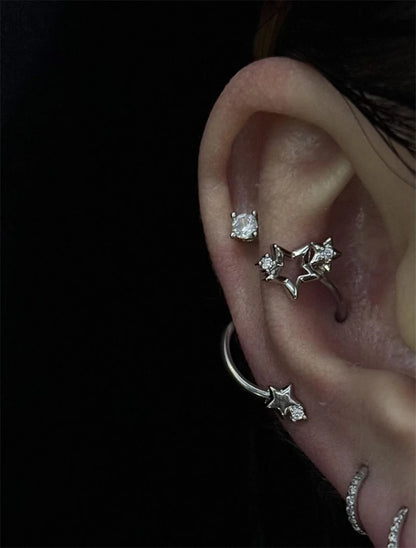 1PCS Star Surround Planet Spiral 316L Stainless Steel Ear Bone Nail for Women New Fashion Silver Color Earrings Accessories.