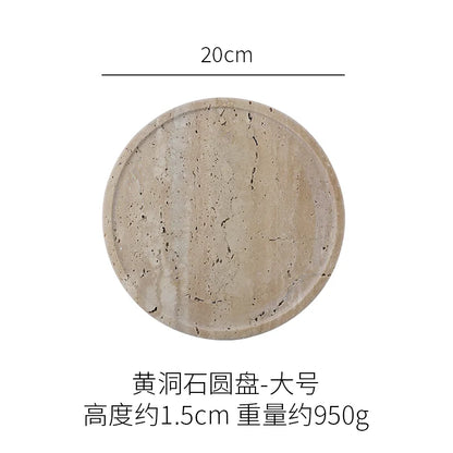 Minimalism Marble Tray for Perfume Candles Jewelry Travertine Stone Vanity Tray for Dresser Countertop Coffee Table Serving