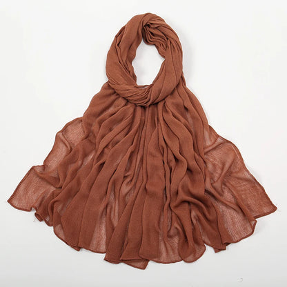 New Arrival Crinkle Rayon Hijab Women Muslim Scarf Shawls Solid Headscarf Wraps Big Size Plain Islamic Turban Headbands Foulard