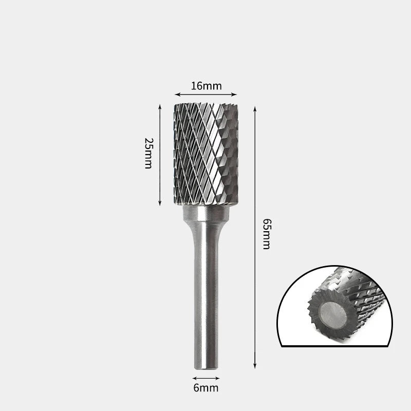 Hartmetallfräser, Wolframstahl-Schleifkopf, zylindrisch 6 mm, AE AX AX Metallfräser