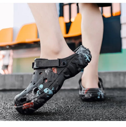 Plus Size 47 Men's Clogs 2025 Summer Sandals Beach Slippers Flat Sandals Men Leisure Slides Creative Printing Man Casual Shoes