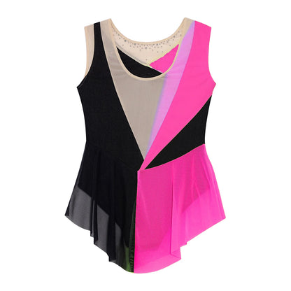 6-16Y Mädchen Ärmelloses Eiskunstlauf Trikot Kleid Ballett Rhythmische Gymnastik Lyrical Dance Body Bühne Leistung Dancewear