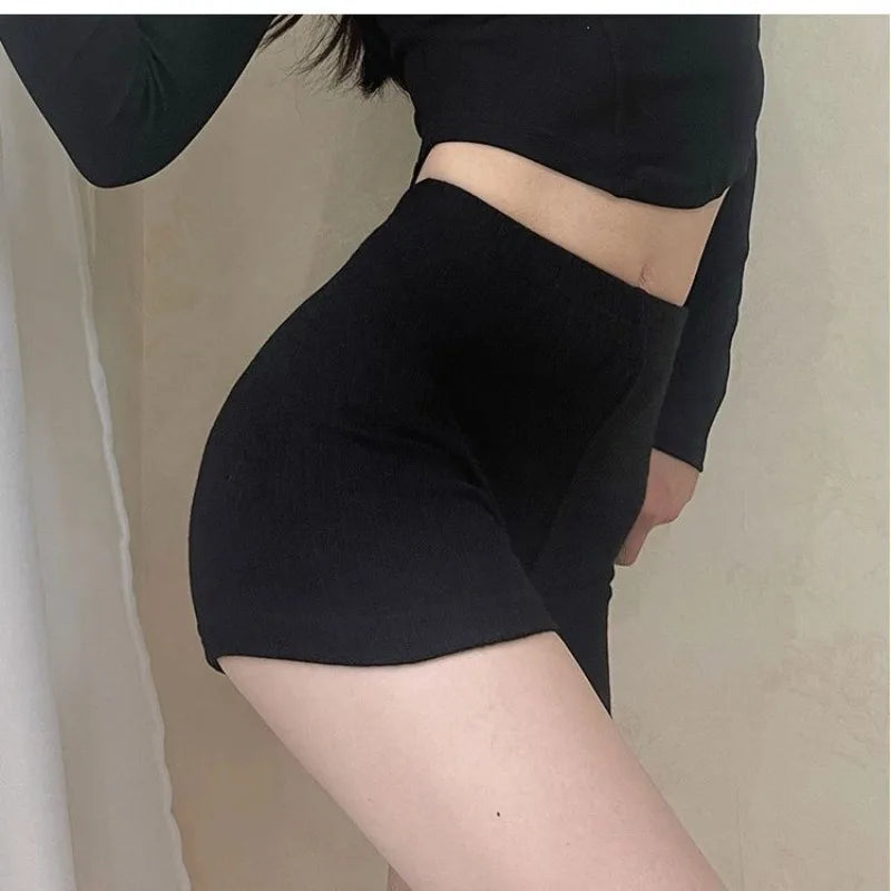 Knitting Seamless Leggings Women Fitness Shorts Ribbed Elastic Butt Liftting Yoga Shorts High Waist Slim Fashion Solid Tights.
