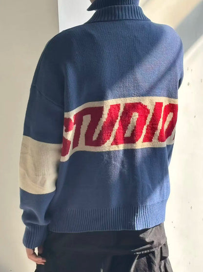 Autumn/winter Streets Casual Loose Retro Embroidered Top Hip-hop Oversized Sweater American Fashion Brand Zipper Cardigan Unisex.