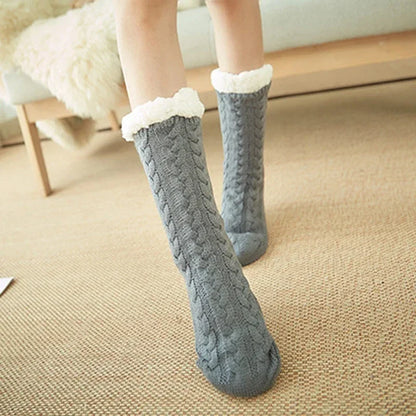 Womens Fuzzy Thermal Sock Plush Grip Hemp Winter Soft Female Home Indoor Warm Bedroom Non slip fluffy Thick Slipper Floor Sock.