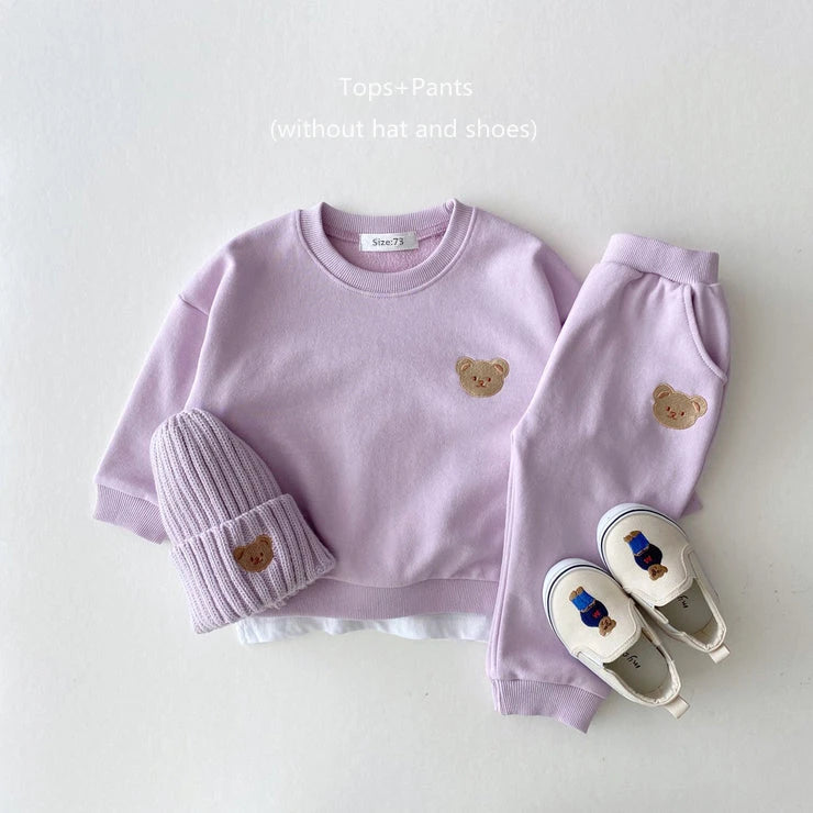Fashion Toddler Baby Boys Girl Fall Clothes Sets Baby Girl Clothing Set Kids Sports Bear Sweatshirt Pants 2Pcs Suits Outfits.