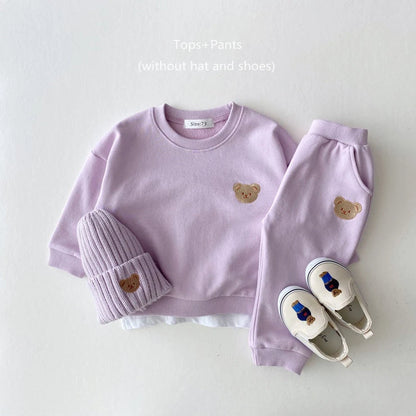 Fashion Toddler Baby Boys Girl Fall Clothes Sets Baby Girl Clothing Set Kids Sports Bear Sweatshirt Pants 2Pcs Suits Outfits.