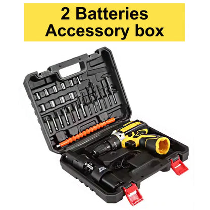 12V Lithium Bohrmaschine Elektroschrauber Hand Bohrmaschine Elektrowerkzeug Set Multifunktionale Zubehörbox Verpackung
