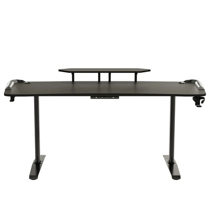 Jumbo-Gaming-Schreibtisch mit Monitor regal, großer PC-Computer tisch mit LED-Beleuchtung, Spieltisch-Gamer-Schreibtisch für Schlafzimmer, Home-Office