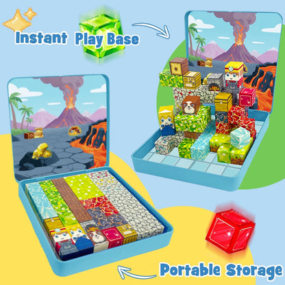 Magnetic Blocks Travel Magnet Cube Magnetic Building Blocks Toys with Portable Iron Box STEM Educational Magnet Toys for Kids.