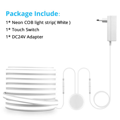 Neon Cob Self-adhesive LED Strip Touch Sensor Light AC110/220V TO DC 24V Silicone Tube Dimmable Neon Tape for Under Cabinet Lamp.