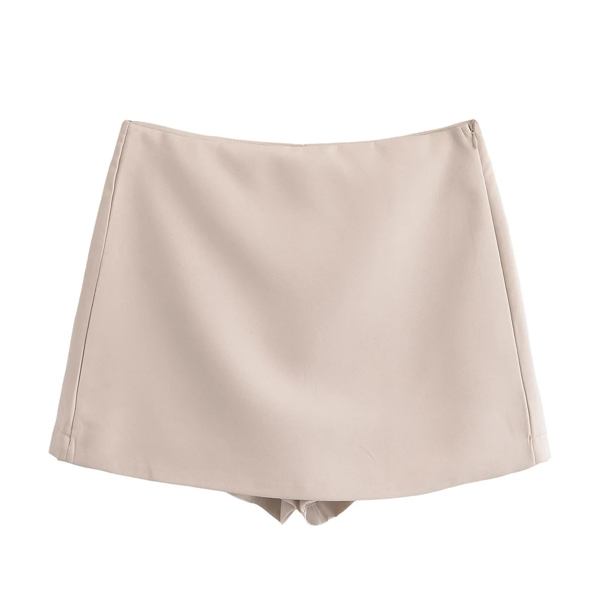 TRAF Shorts for Women Fashion Autumn Winter New Comfortable Casual Solid Color Side Zip Middle-waisted A-line Culotte Skirt Pant