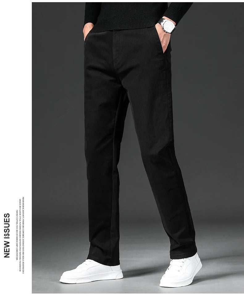 New in Spring Casual Pants Men Straight Fit Cotton Stretch Chino Trouser Male Formal Work Business Dress Khaki Fashion Regular.